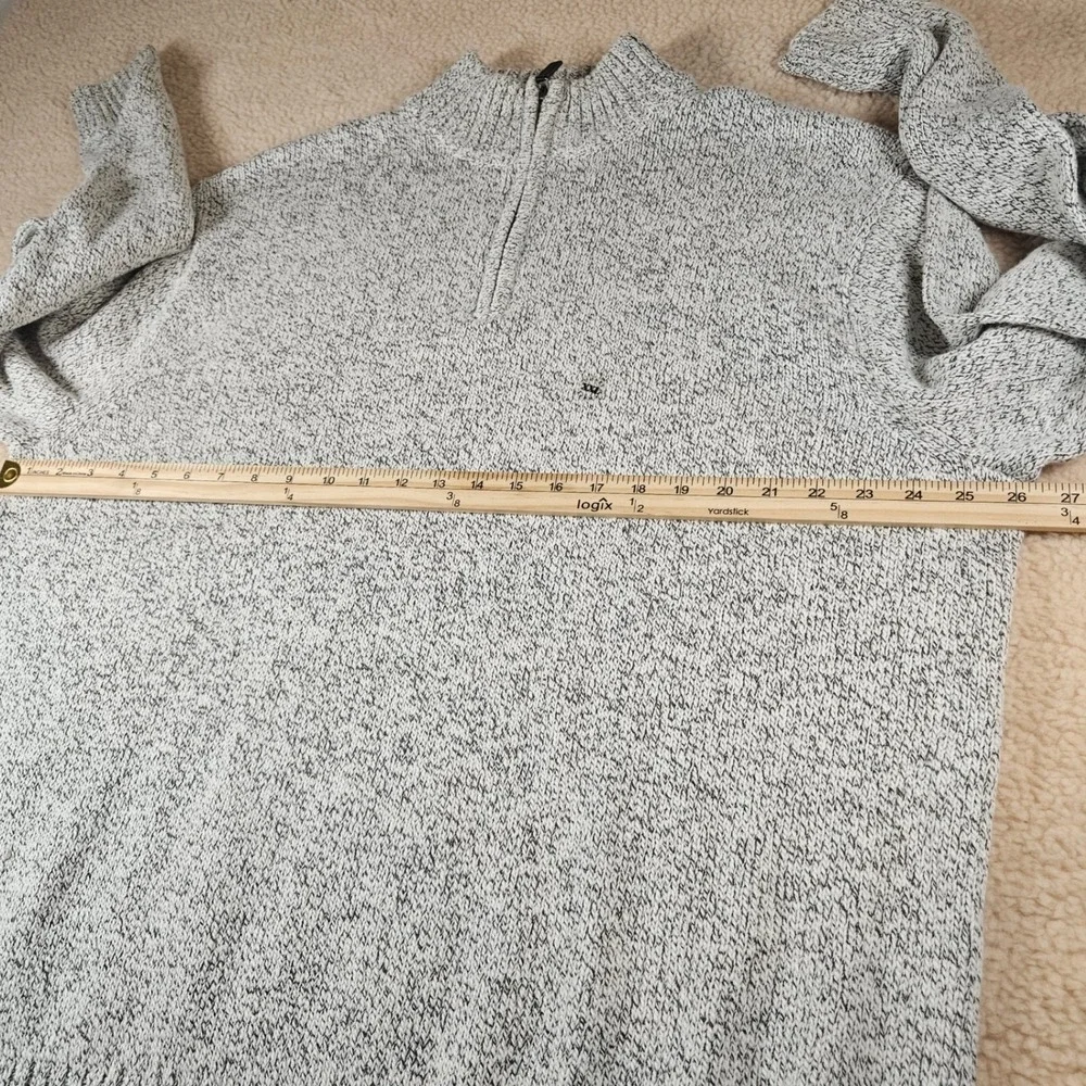 Chaps Quarter Zip Sweater Mens XXL Grey Marled NWT Cotton Blend Mock Neck